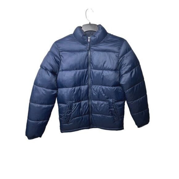 Old Navy Mens Puffer Jacket Navy Blue & Burgandy Polyester & Nylon Size Small - Picture 1 of 11